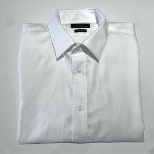 Zara Regular Fit Long Sleeve Dressy Button Down Shirt / Large / White